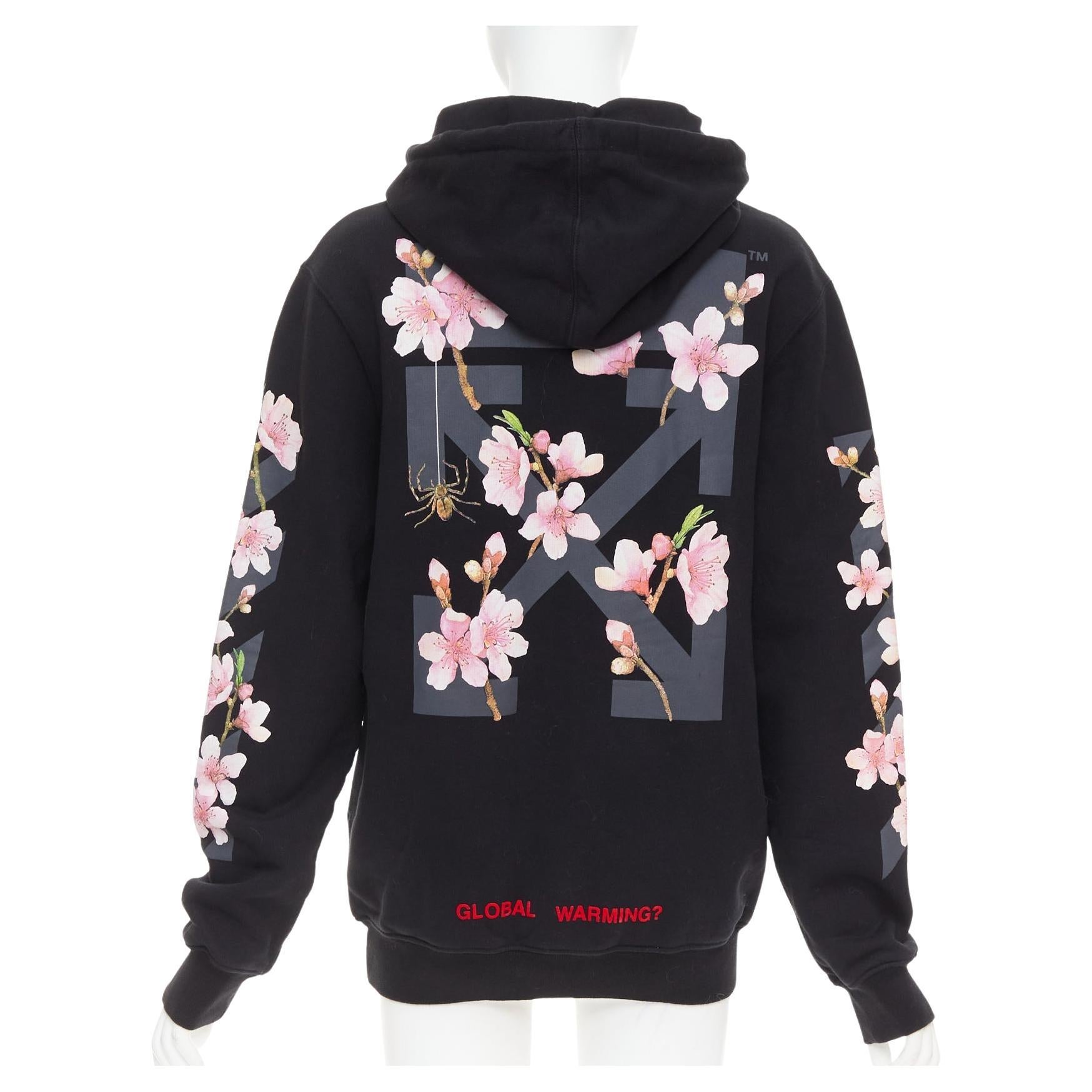 OFF WHITE SSENSE Exclusive sweat à capuche noir brodé de cerises en diagonale XS en vente