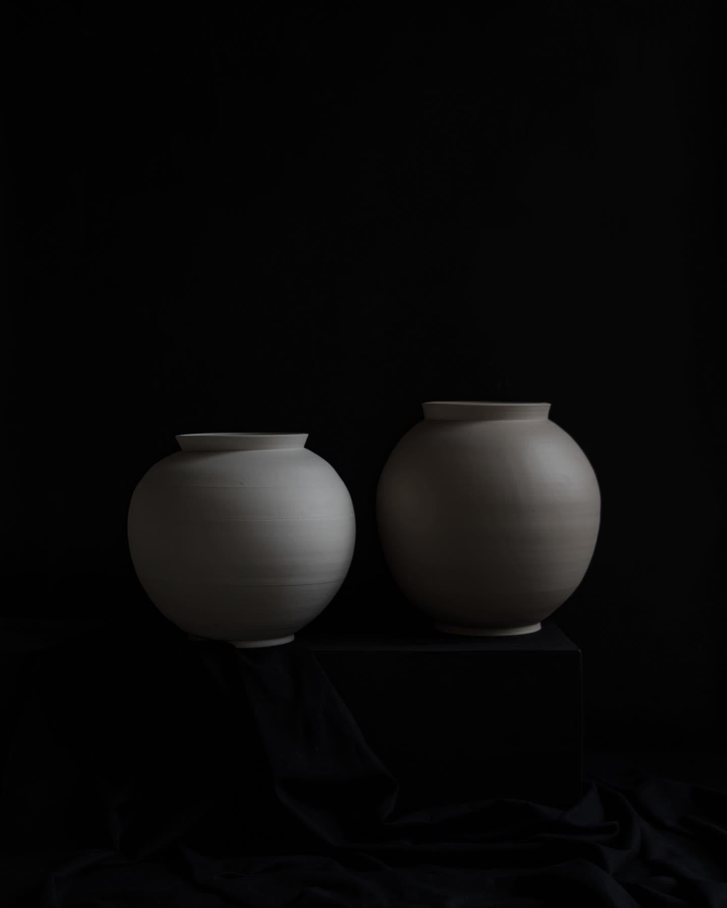 Belgian Off White Stoneware Moon Jar
