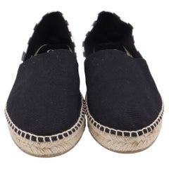Espadrilles plates à enfiler rayées, couleur « off-white », en toile noire