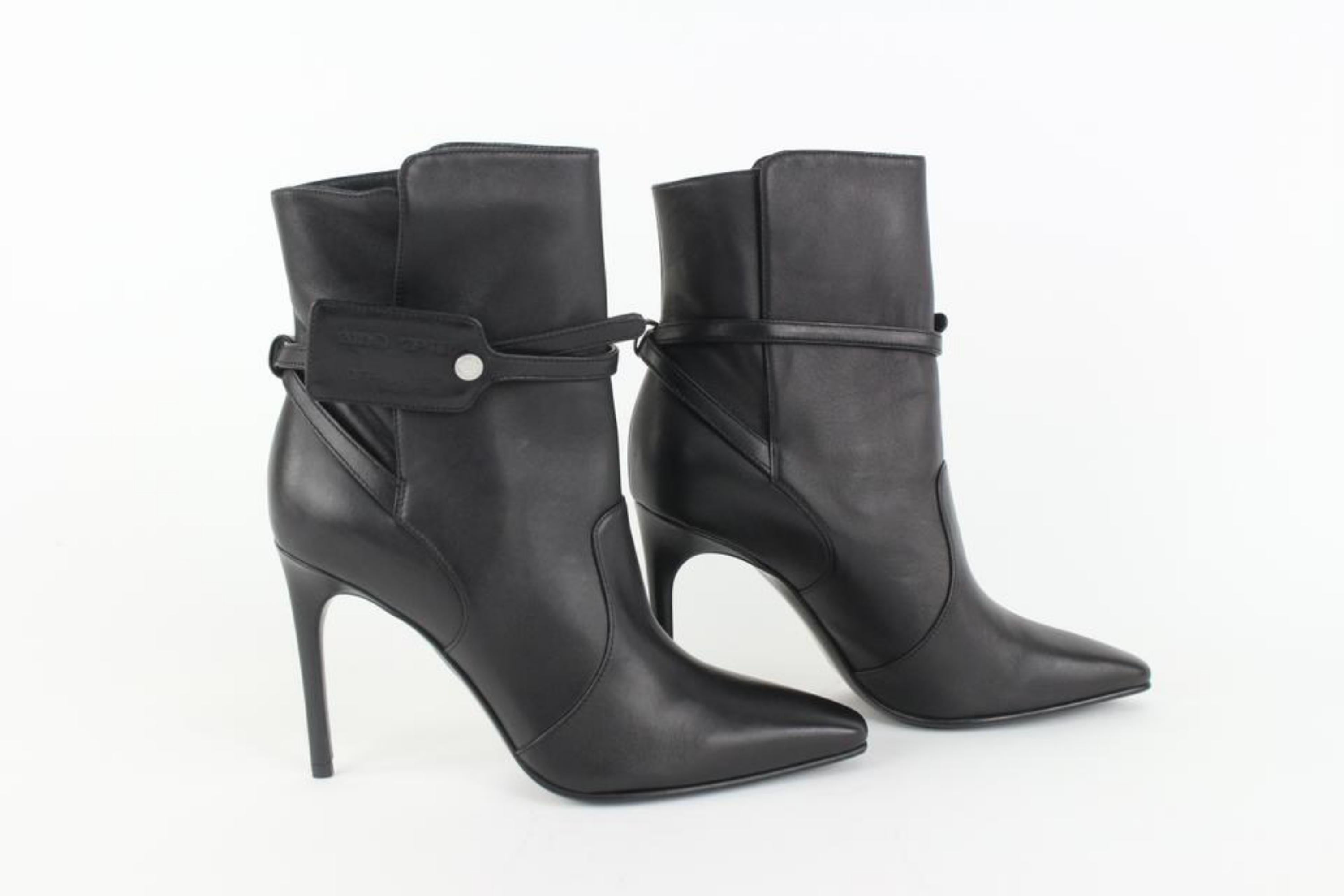 Off-White Sz 38 Black Leather Ziptie Bootie 106of14 For Sale 5