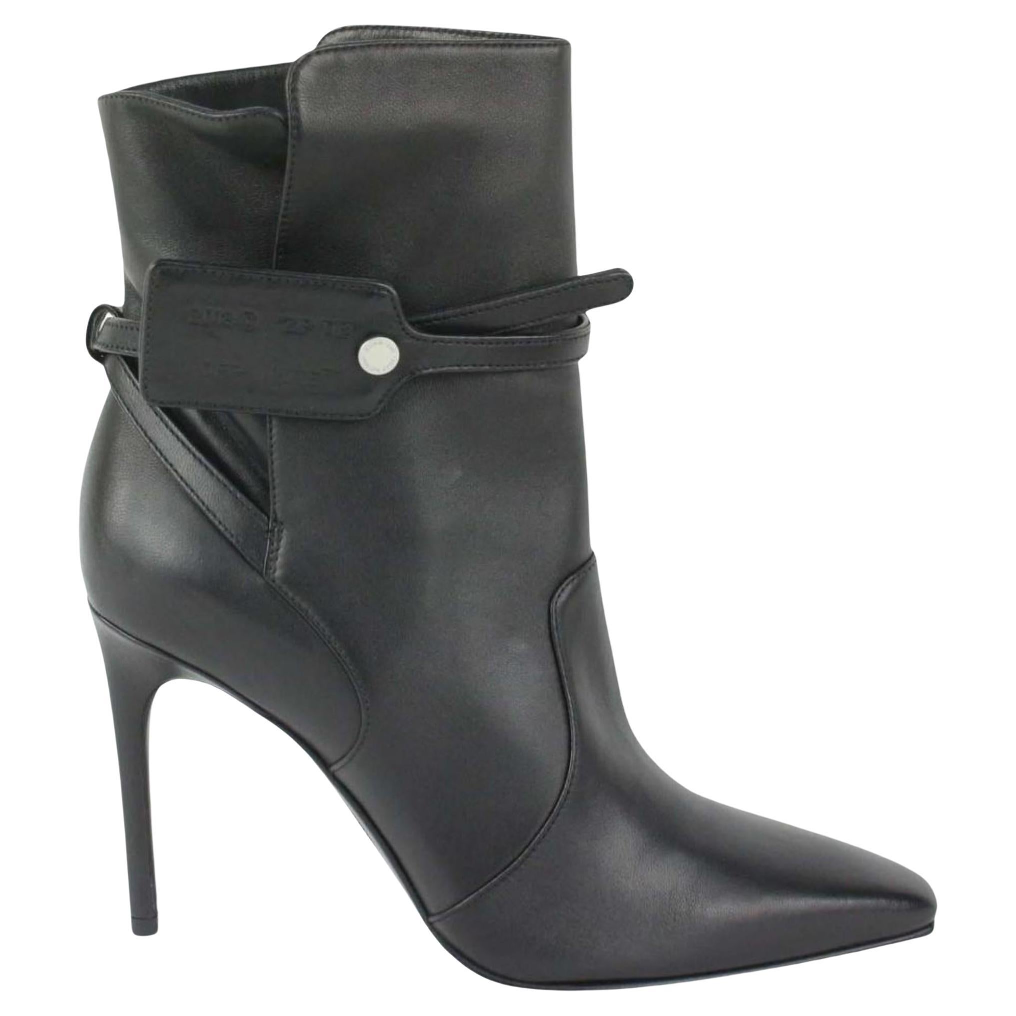 Off-White Sz 38 Black Leather Ziptie Bootie 106of14 For Sale