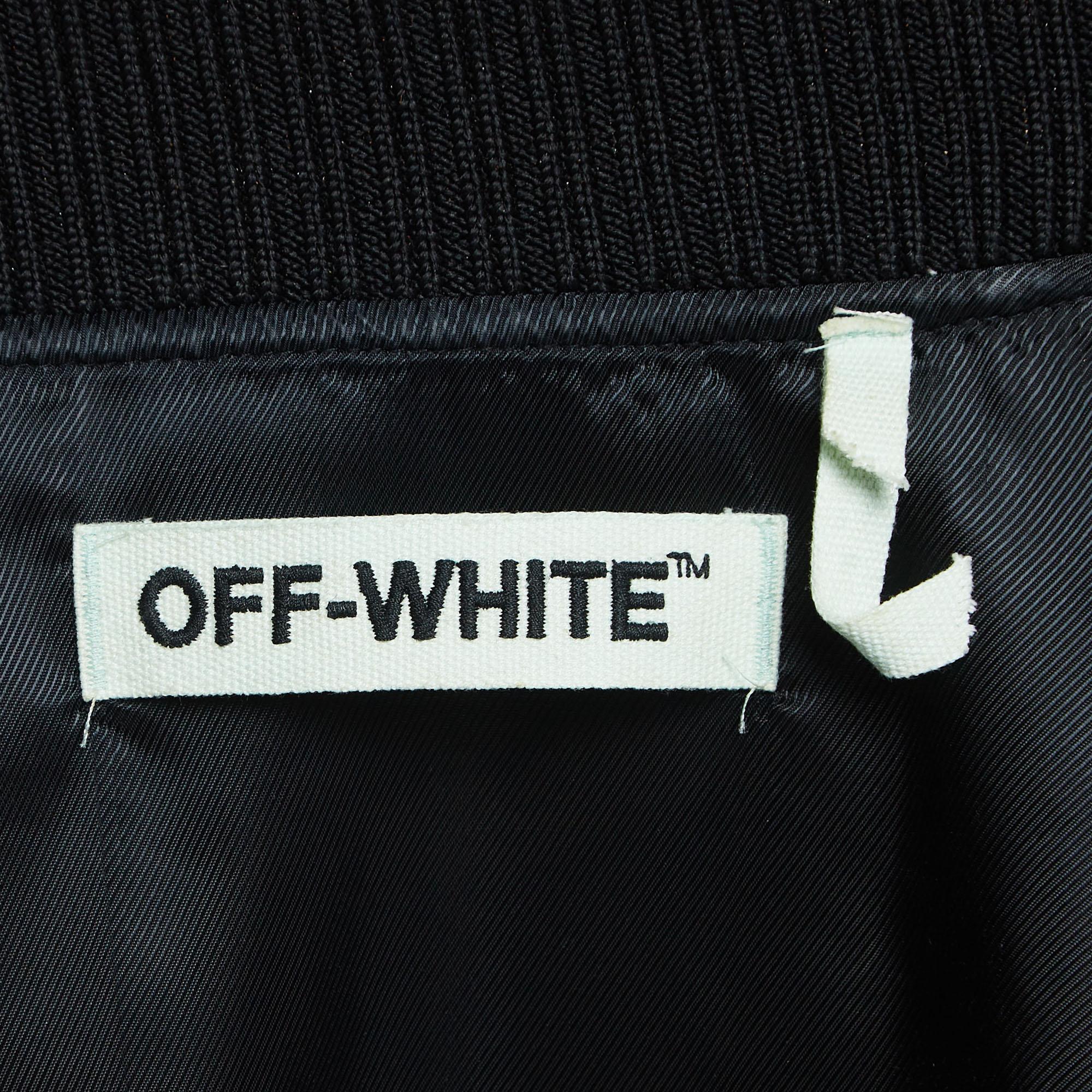 Off-White Tan Leaf Print Velvet Cotton Buttoned Bomber Jacket S For Sale 1