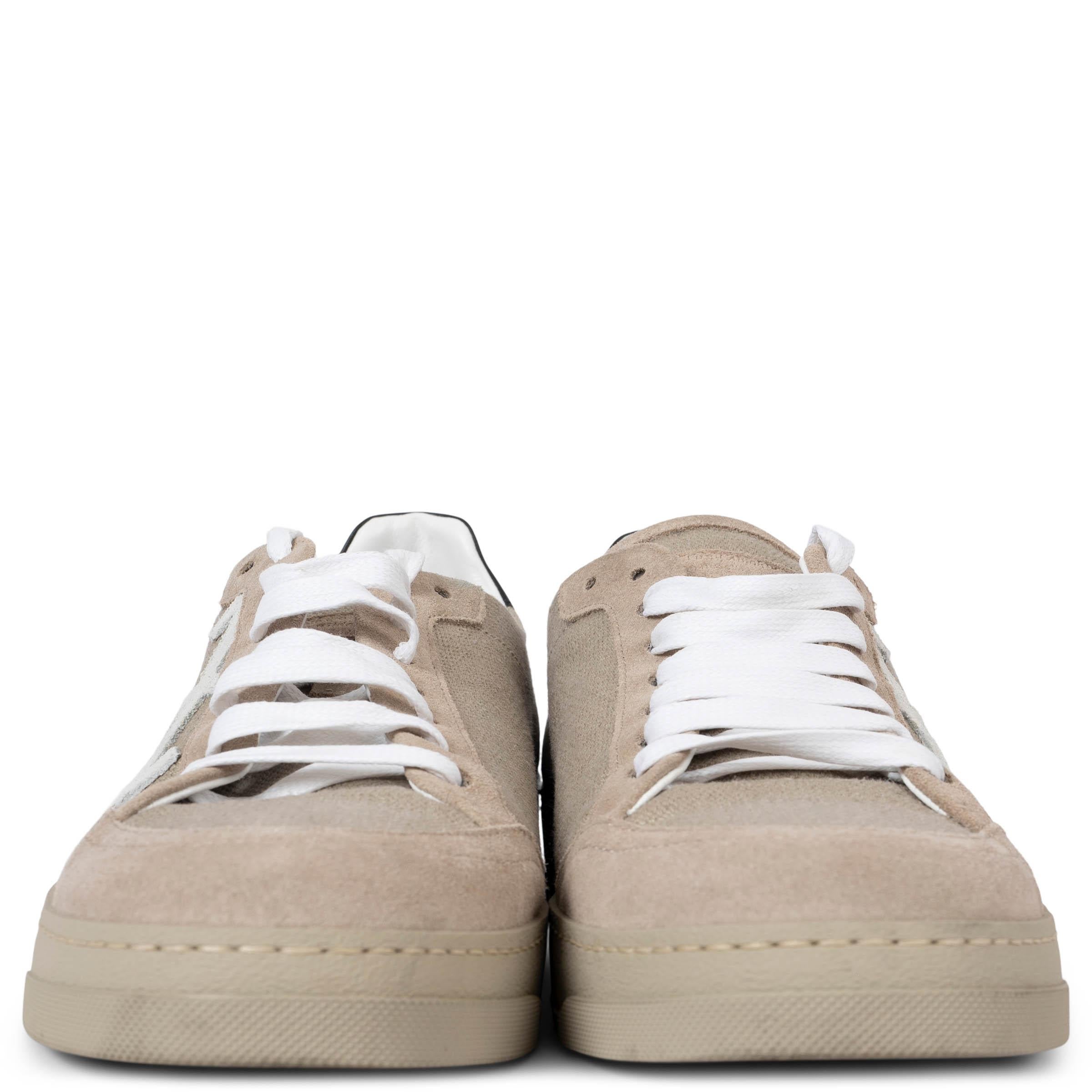 100% authentic Off-White low-top sneakers in taupe canvas with suede trim and black calfskin heel patch. Have been worn and are in excellent condition. 

Measurements
Imprinted Size	42
Shoe Size	41
Inside Sole	28cm (10.9in)
Width	8.5cm (3.3in)

All
