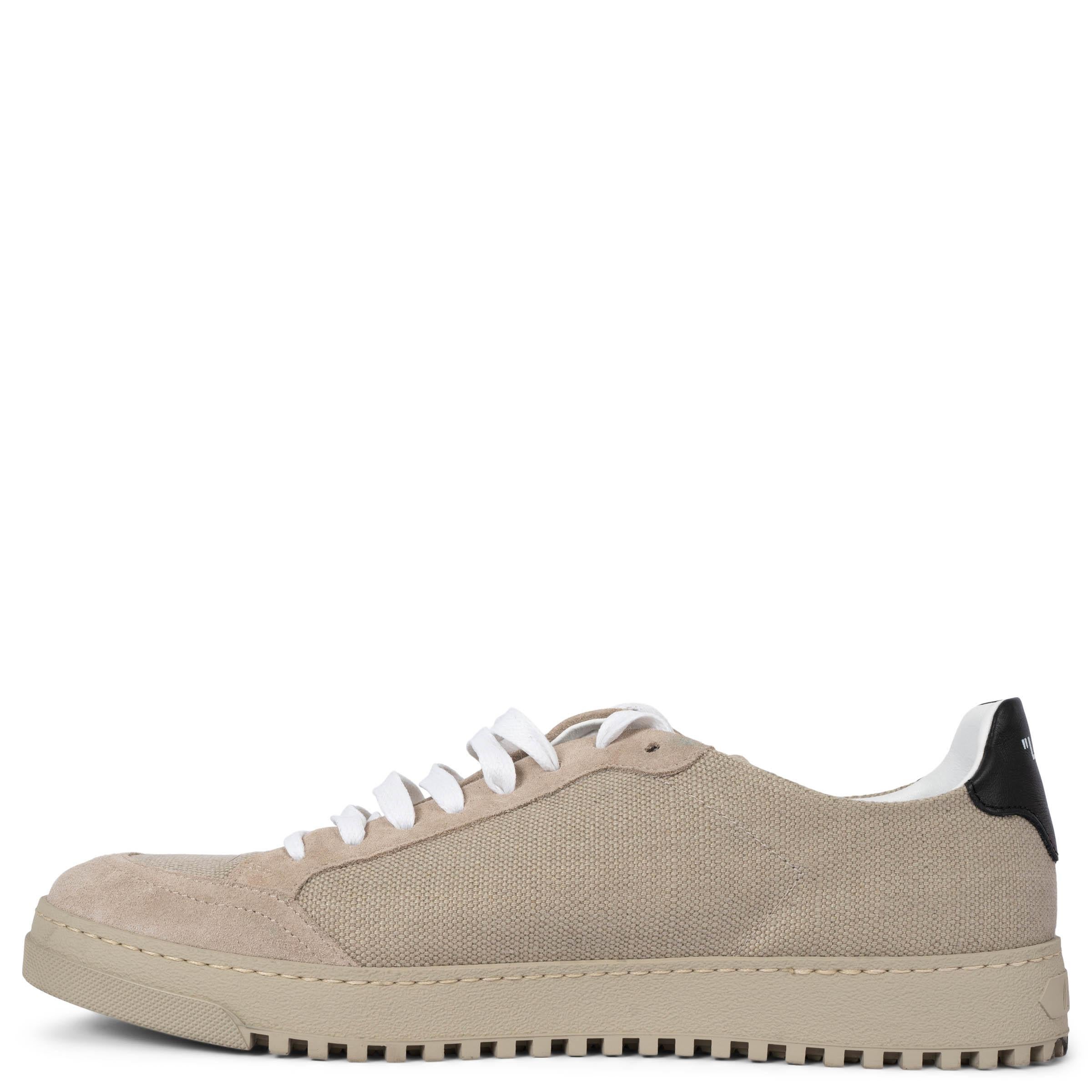 Brown OFF-WHITE taupe canvas & suede LOW-TOP Sneakers Shoes 42 fit 41 For Sale