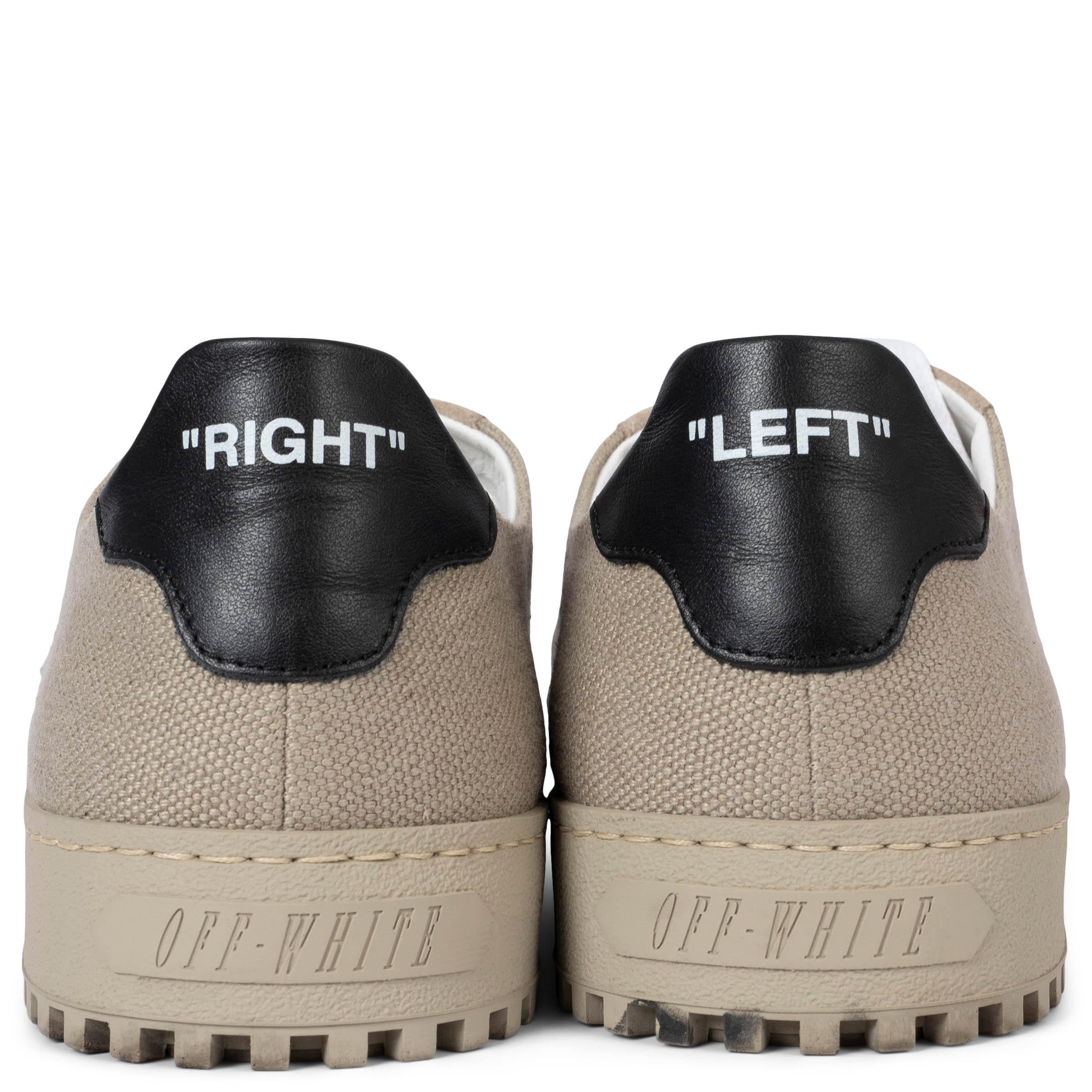 OFF-WHITE taupe canvas & suede LOW-TOP Sneakers Shoes 42 fit 41 In Excellent Condition For Sale In Zürich, CH