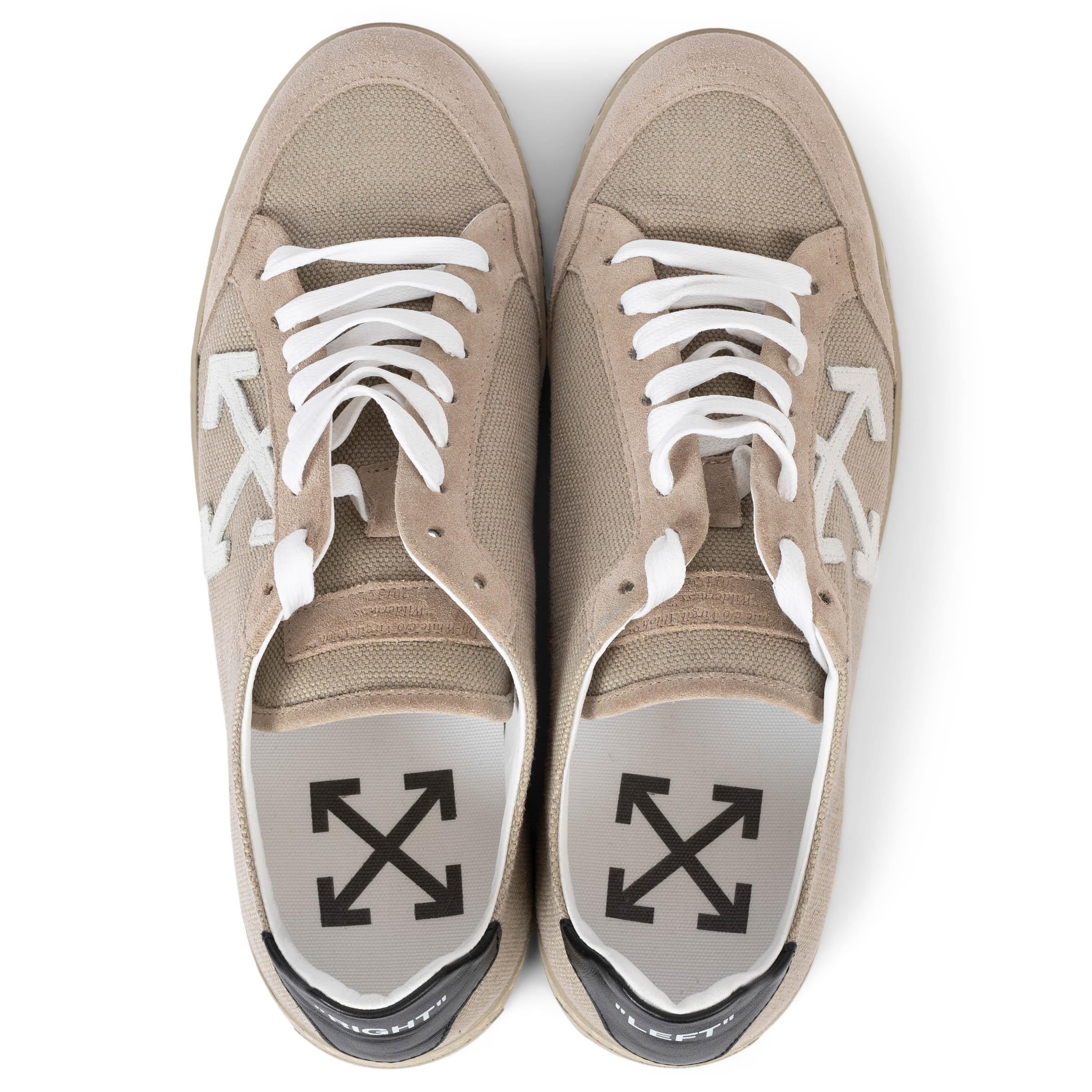 Women's OFF-WHITE taupe canvas & suede LOW-TOP Sneakers Shoes 42 fit 41 For Sale
