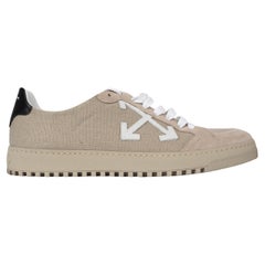 OFF-WHITE taupe canvas & suede LOW-TOP Sneakers Shoes 42 fit 41