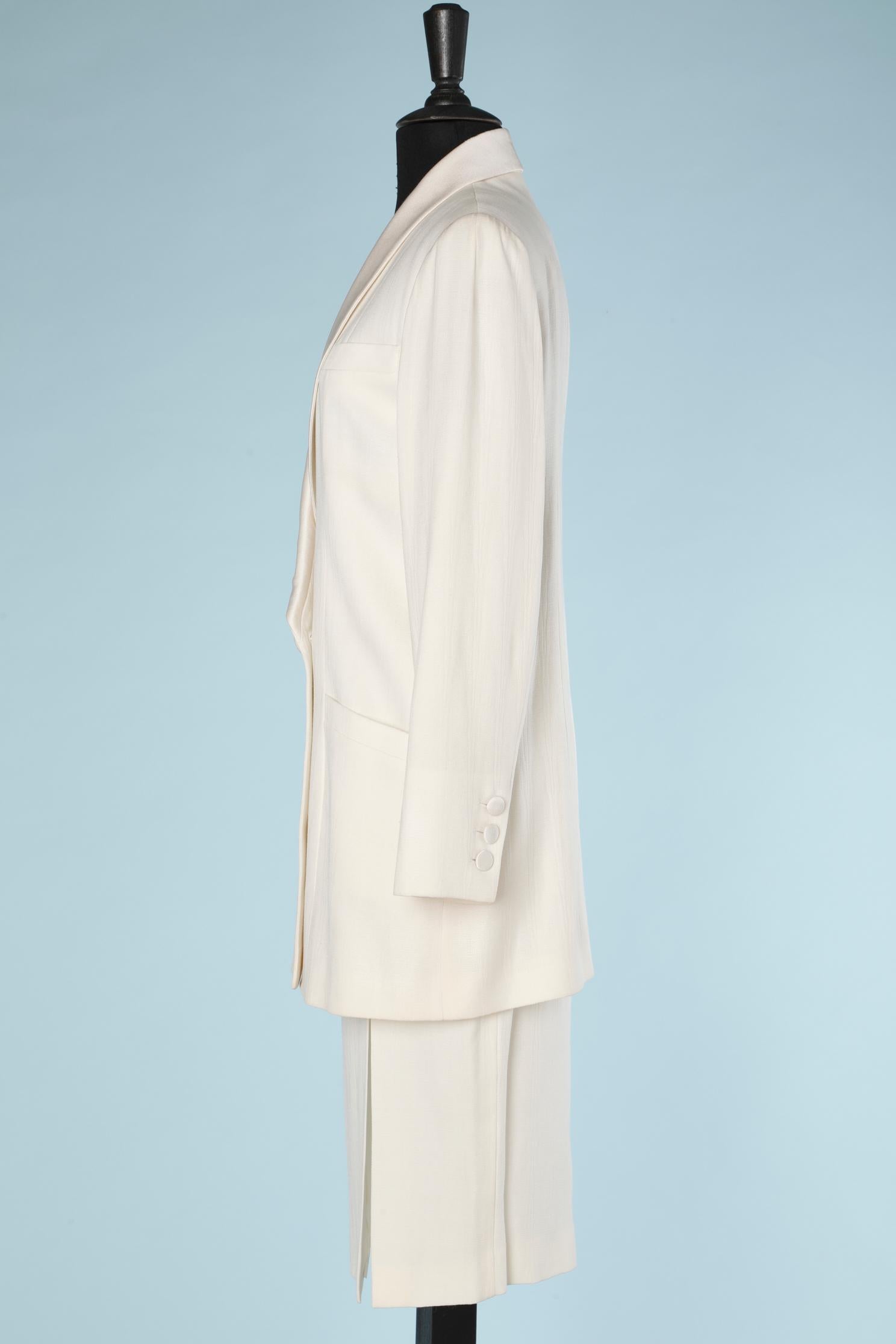 Off-white thin wool skirt suit Chantal Thomass FW 1995/1996 In Excellent Condition In Saint-Ouen-Sur-Seine, FR