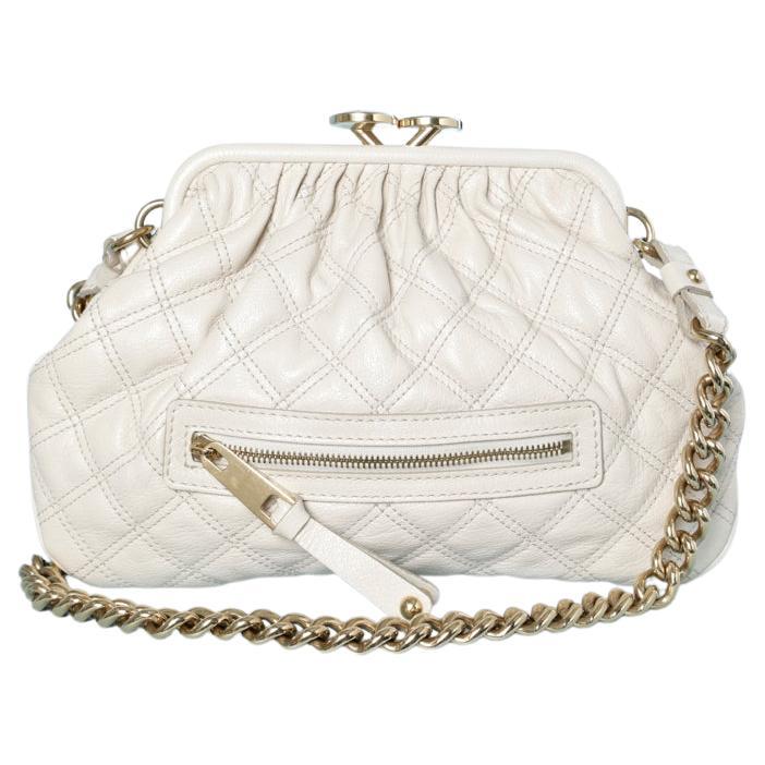 Off-white top-stitched leather "Cecilia" bag with gold metal chain Marc Jacob 