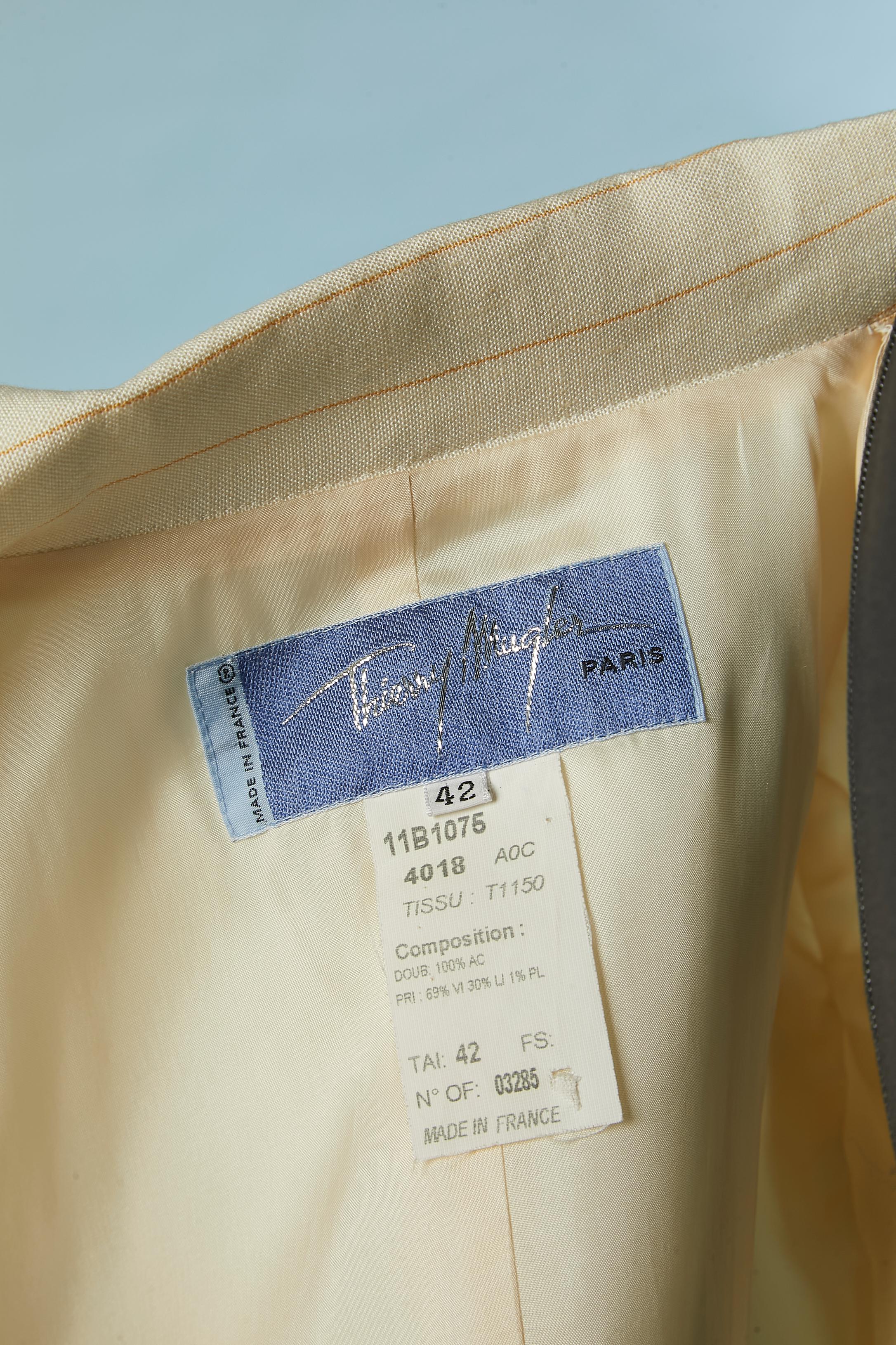 Off-white trouser-suit with orange pin striped Thierry Mugler 2