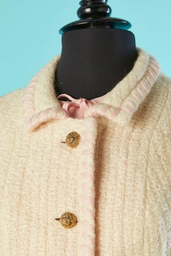 Off-white tweed and pale silk jacket and dress ensemble Chanel 1964