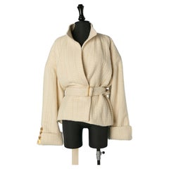 Off-white Tweed jacket with belt ALEXANDRE VAUTHIER
