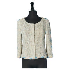 Off-white tweed jacket with multicolor painting edge CHANEL