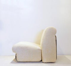 Off-white velvet armchair, 1960s Italy