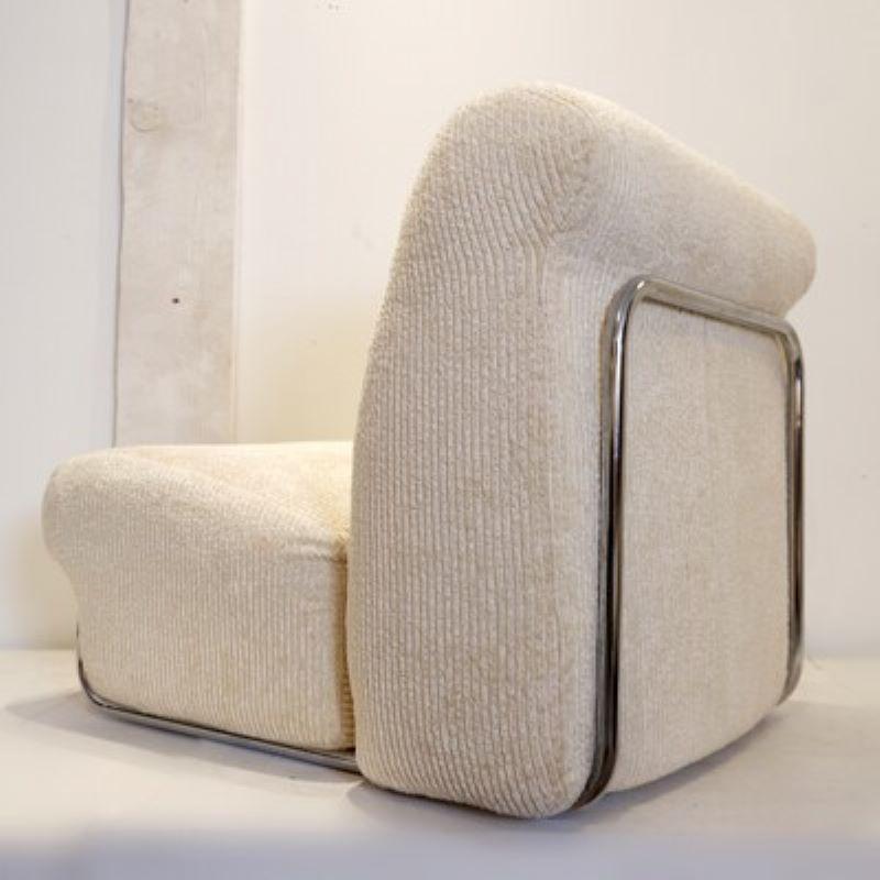 Mid-Century moderno Poltrona in velluto bianco sporco, Italia, anni '60 in vendita