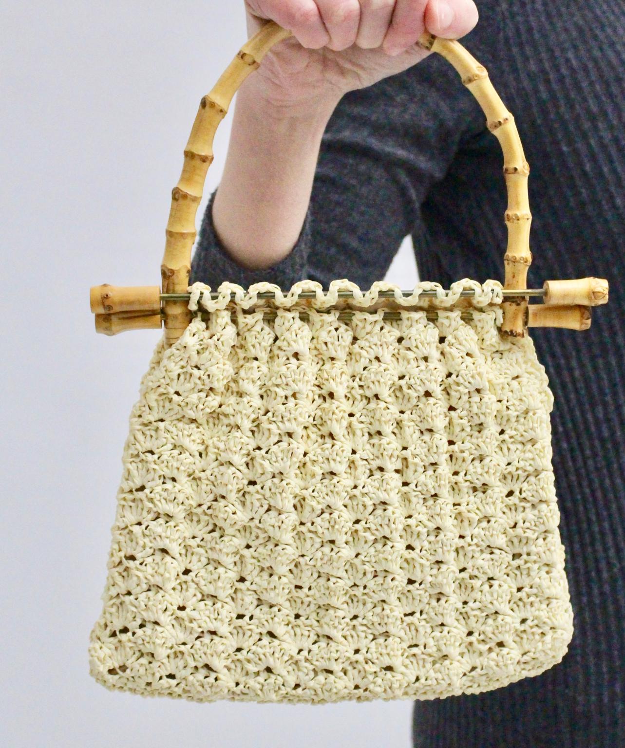 bamboo handle crochet bag