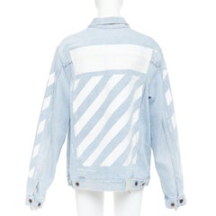 Chaqueta vaquera azul con estampado «Temperature» de Virgil Abloh para OFF-WHITE, 2013, lavada en blanco, talla M