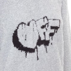 OFF WHITE Virgil Abloh 2019 : pull court à coupe ample, motif graffiti et lurex OFF