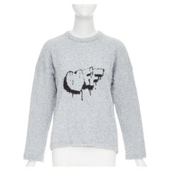 OFF WHITE Virgil Abloh 2019 : pull court à coupe ample, motif graffiti et lurex OFF
