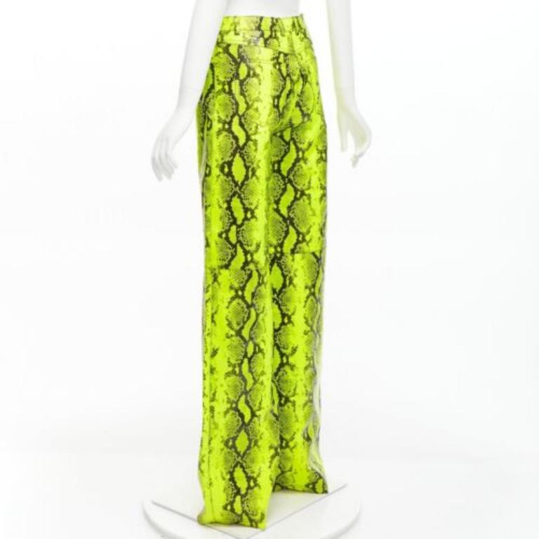 OFF WHITE Virgil Abloh 2019 Runway neon yellow leather wide leg pants IT40 S For Sale 1