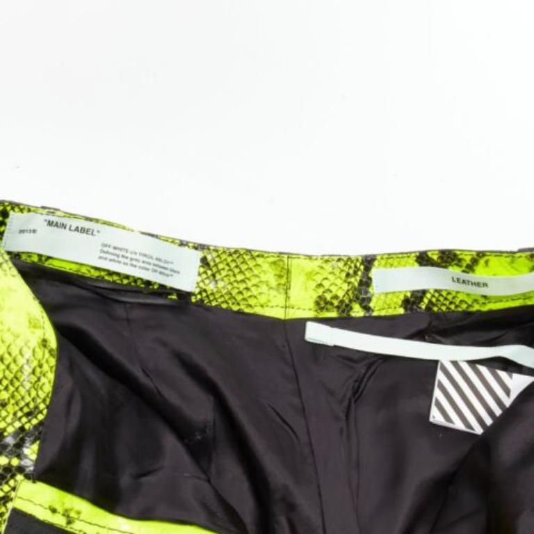OFF WHITE Virgil Abloh 2019 Runway neon yellow leather wide leg pants IT40 S For Sale 4