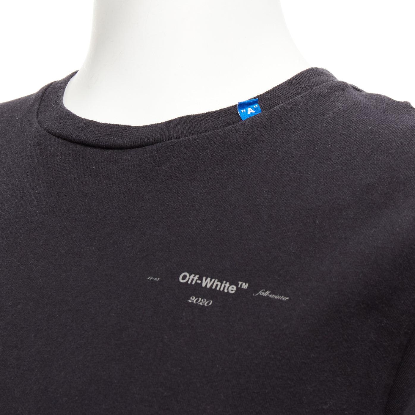 Off-White Virgil Abloh 2020 black logo giant print back cotton tshirt M État moyen - En vente à Hong Kong, NT