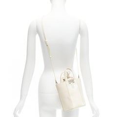 OFF WHITE Virgil Abloh Allen binder clip cream leather drawstring tote bag