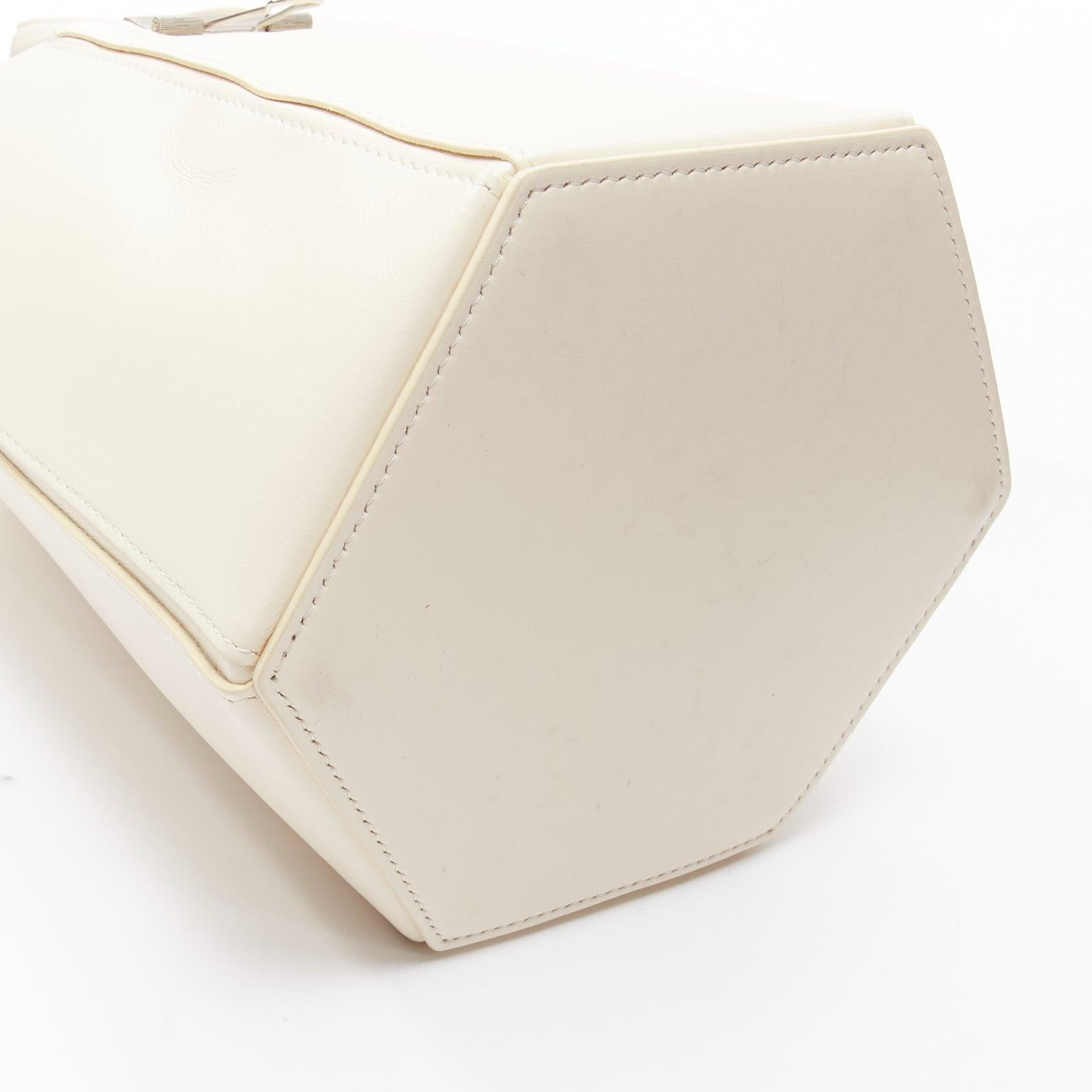 OFF WHITE Virgil Abloh Allen binder clip cream leather drawstring tote bag For Sale 3
