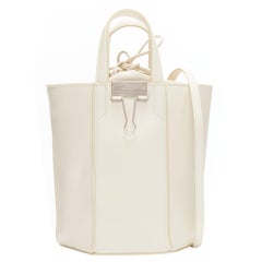 OFF WHITE Virgil Abloh Allen binder clip cream leather drawstring tote bag