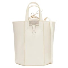 OFF WHITE Virgil Abloh Allen binder clip cream leather drawstring tote bag