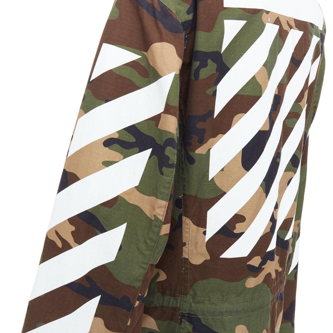 OFF WHITE Virgil Abloh green Camo cotton white logo field jacket M 2