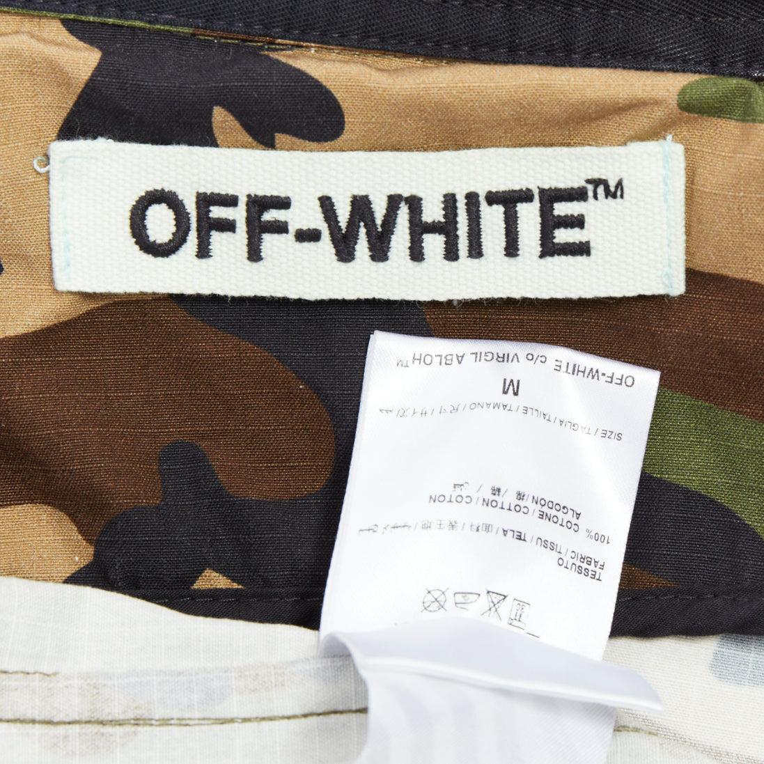 OFF WHITE Virgil Abloh green Camo cotton white logo field jacket M 4