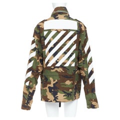 OFF WHITE Virgil Abloh verde Camo cotone bianco logo giacca da campo M.