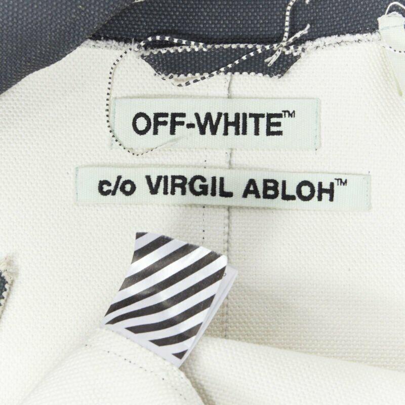OFF WHITE VIRGIL ABLOH grey coated heavy canvas frayed edge snap panel coat XS For Sale 7