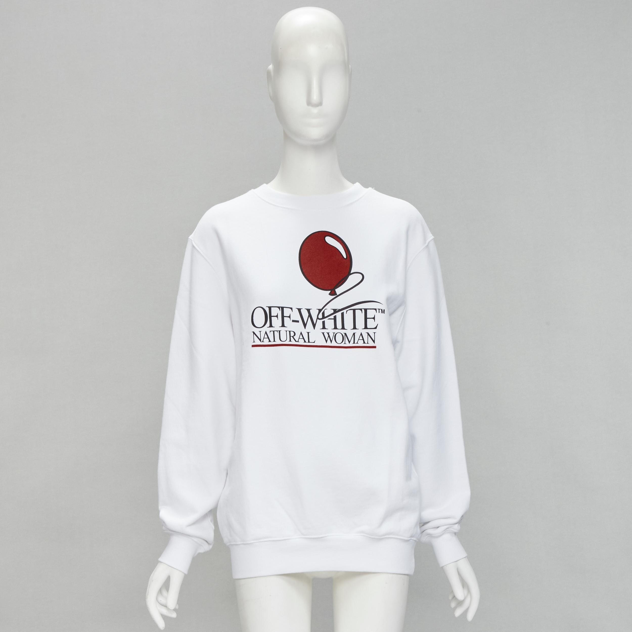 OFF WHITE Virgil Abloh Natural Woman red balloOn print embroidery sweatshirt M 2