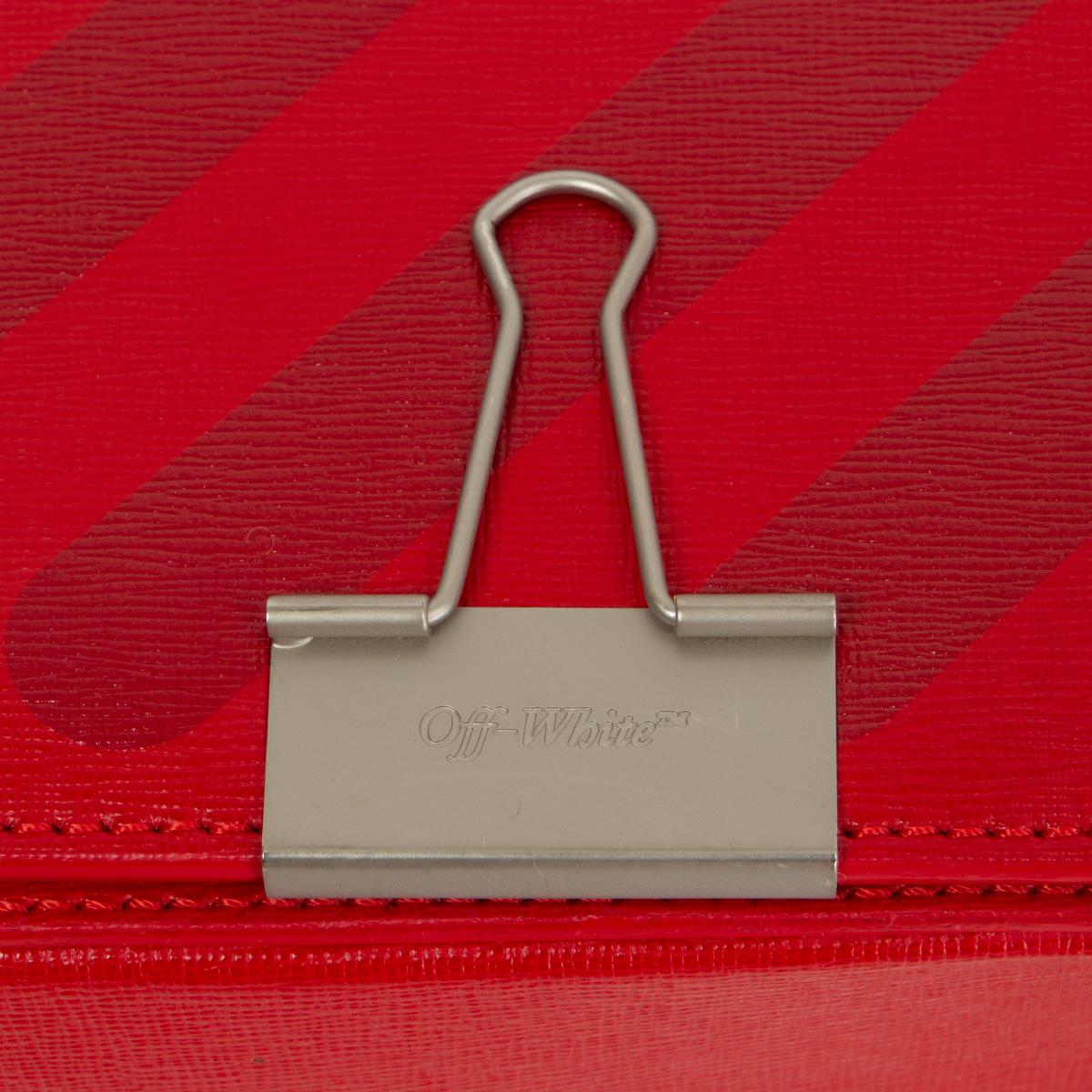 Red OFF-WHITE VIRGIL ABLOH red leather STRIPED DIAG FLAP Shoulder Bag