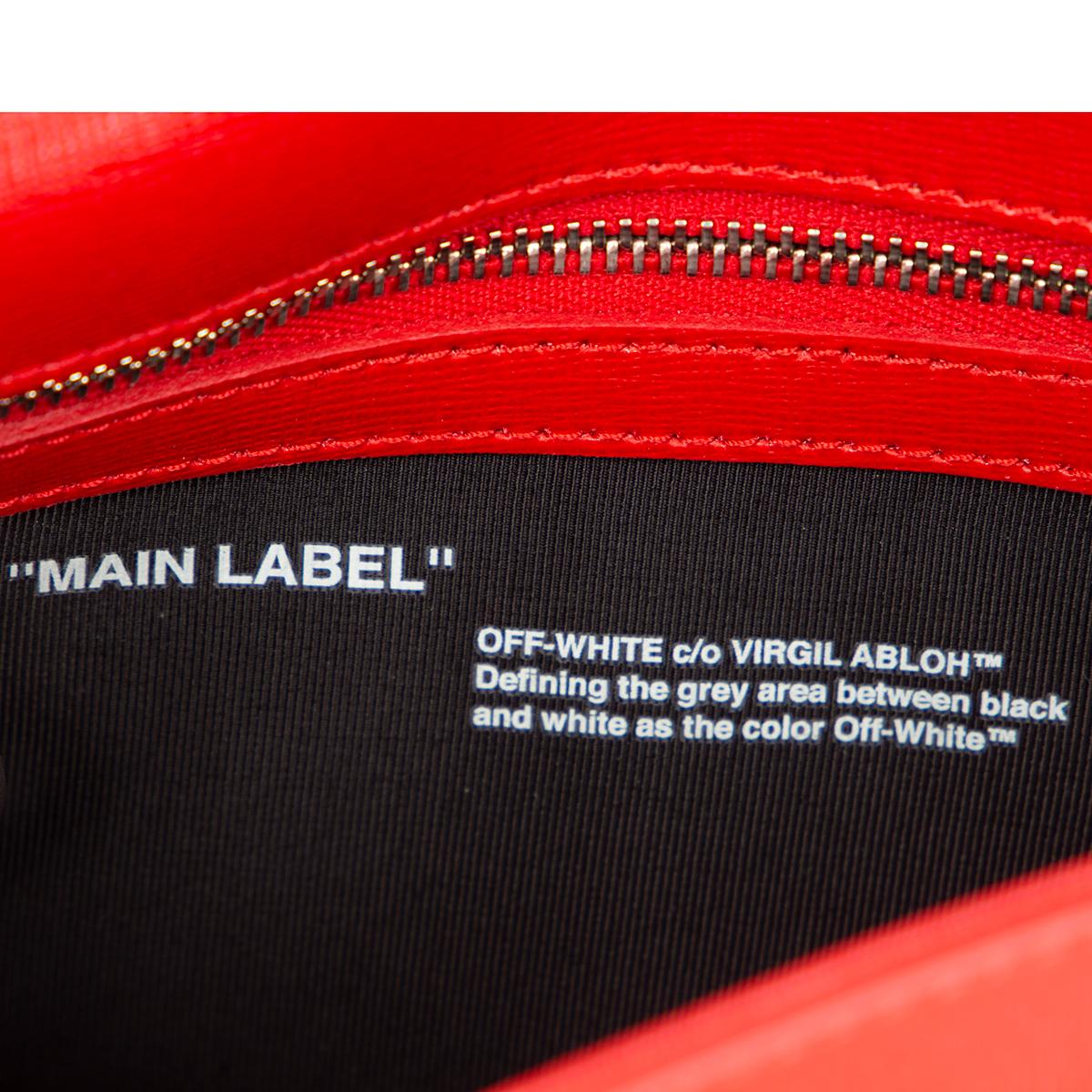 OFF-WHITE VIRGIL ABLOH red leather STRIPED DIAG FLAP Shoulder Bag In Excellent Condition In Zürich, CH