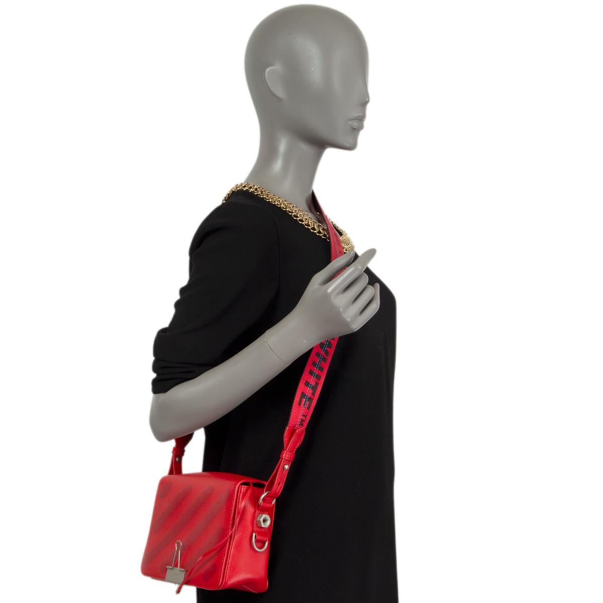 OFF-WHITE VIRGIL ABLOH red leather STRIPED DIAG FLAP Shoulder Bag 1