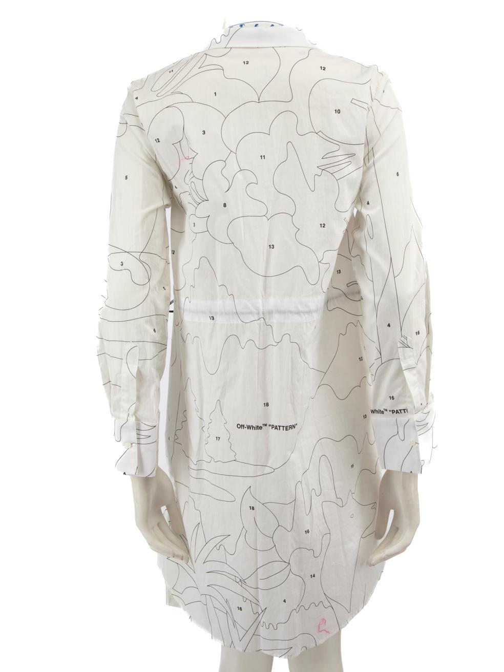 Gray Off-White White Abstract Puzzle Coulisse Dress Size S For Sale