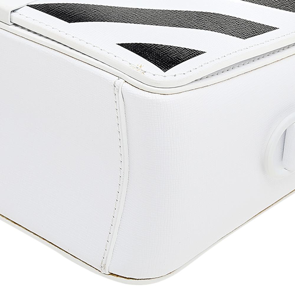 Off-White White/Black Diag Print Leather Binder Clip Crossbody Bag 1