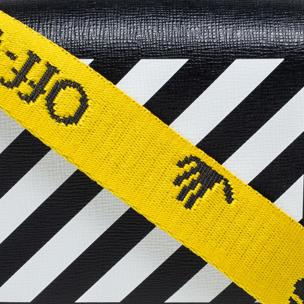 Off-White White/Black Diagonal Striped Leather Baby Flap Crossbody Bag 3