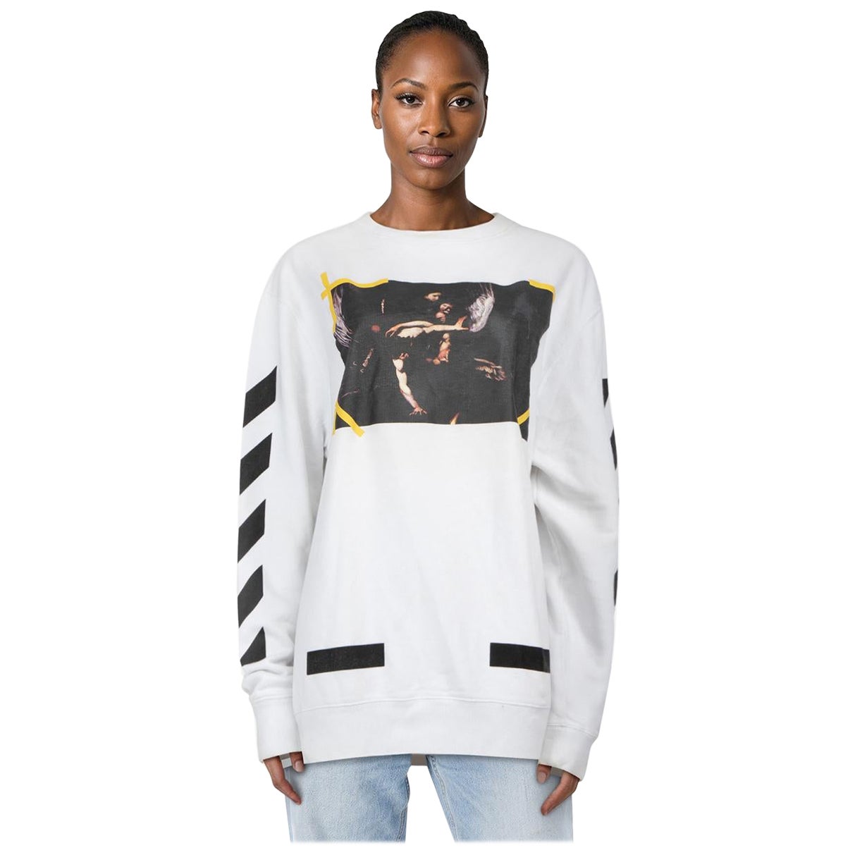 Off-White White Caravaggio Crewneck Sweatshirt Size M