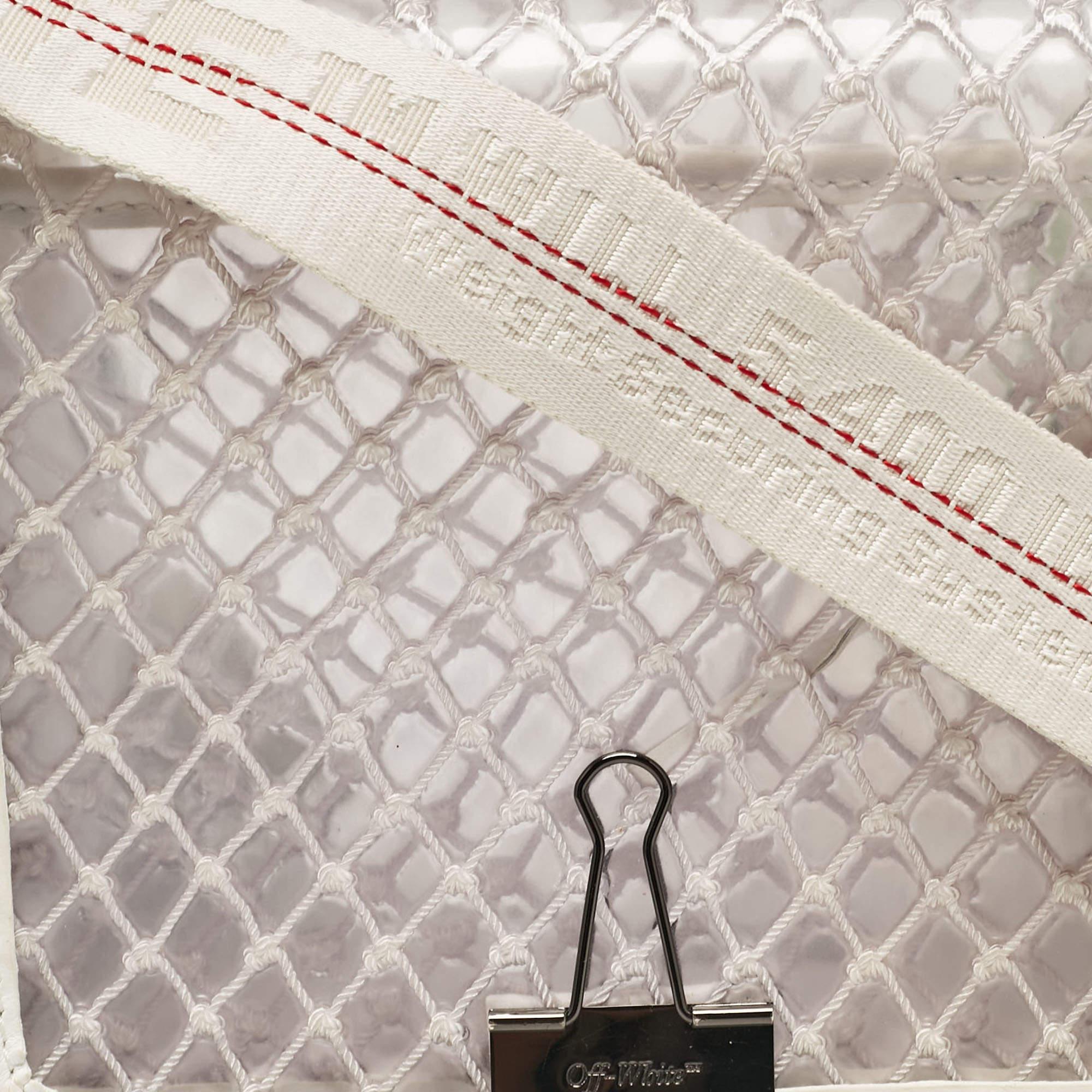 Women's Off-White White/Clear PVC Net Binder Clip Crossbody Bag