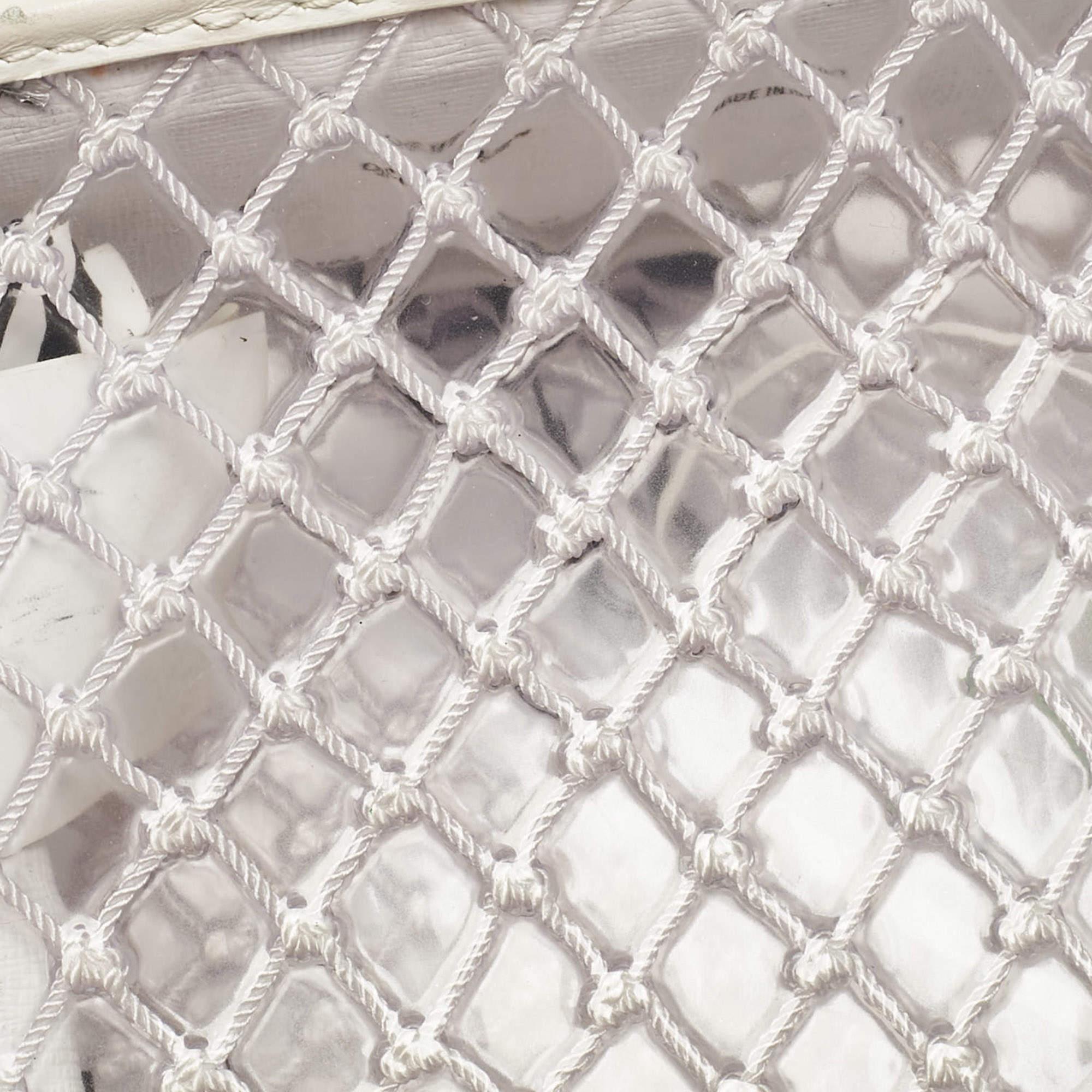 Off-White White/Clear PVC Net Binder Clip Crossbody Bag 3
