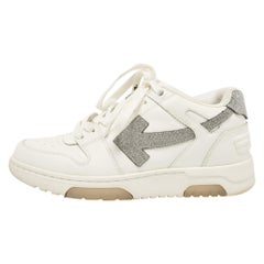 Off-White White Glitter Leather Out Of Office Lace Up Sneakers Size 39