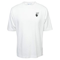 Off-White White Hands Off Logo Print Cotton Crew Neck T-Shirt M