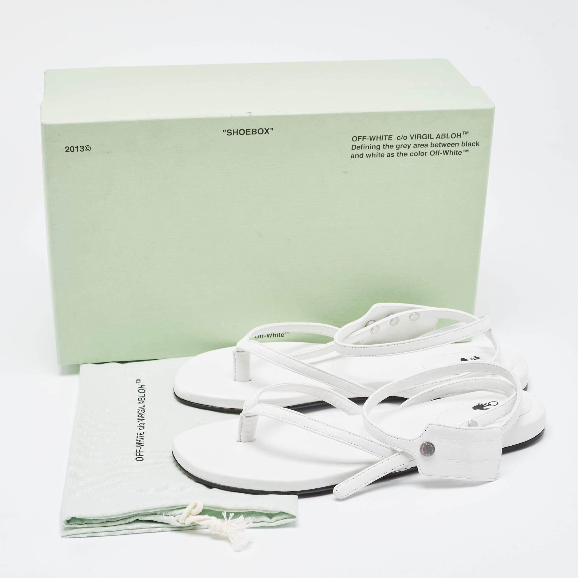 Off-White White Leather Ankle Strap Flats Size 40 5