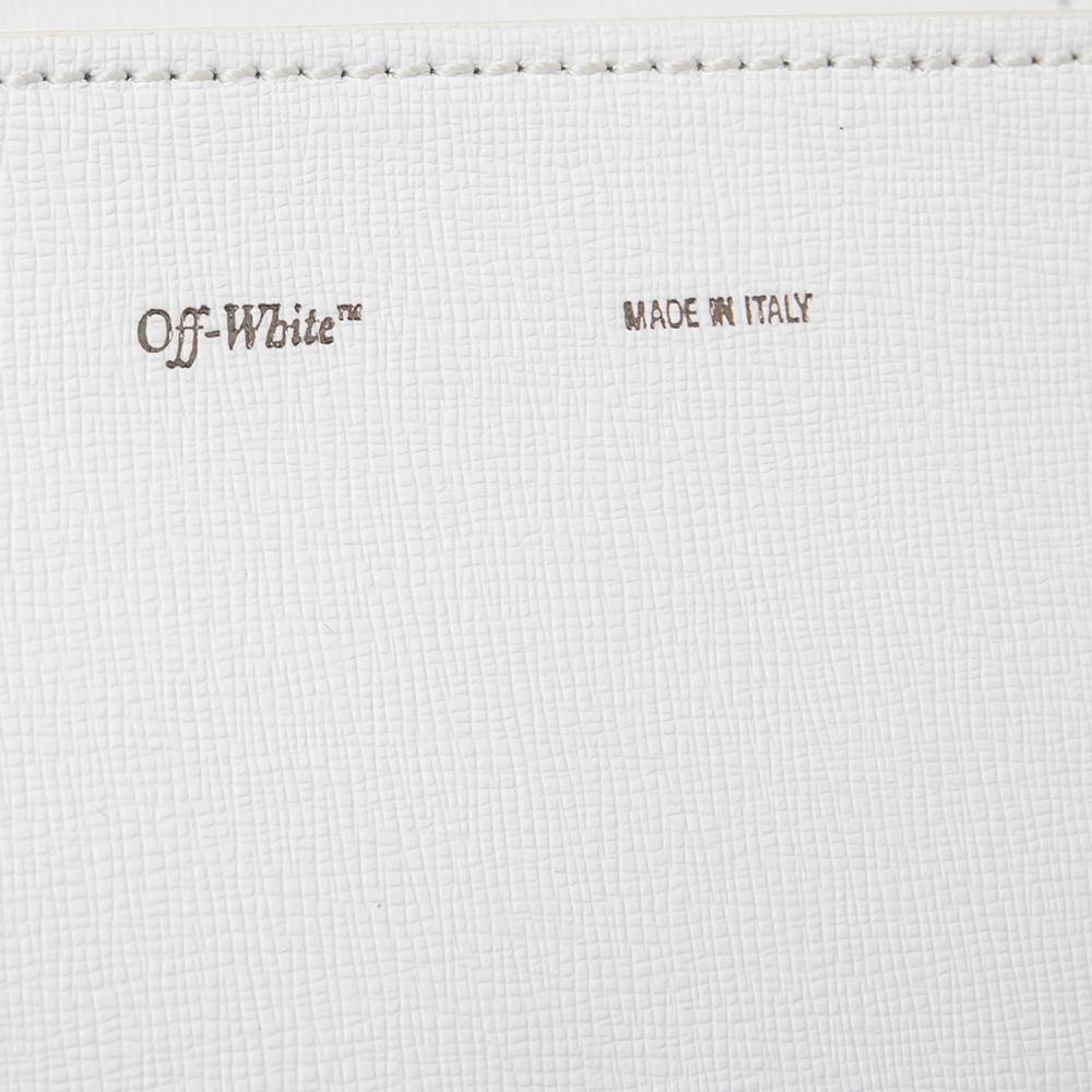 Off-White White Leather Binder Clip Shoulder Bag In Good Condition In Dubai, Al Qouz 2