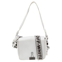 Off-White White Leather Binder Clip Shoulder Bag