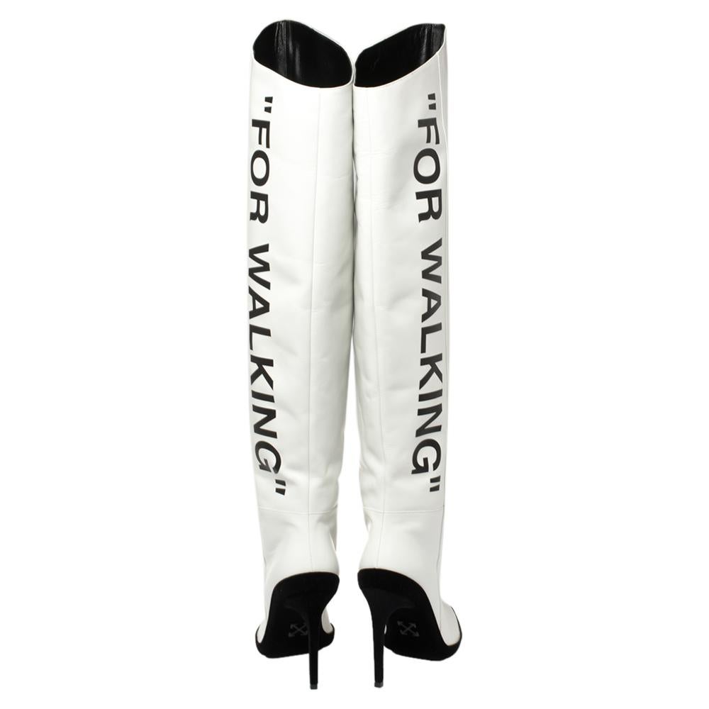 off white thigh high boots